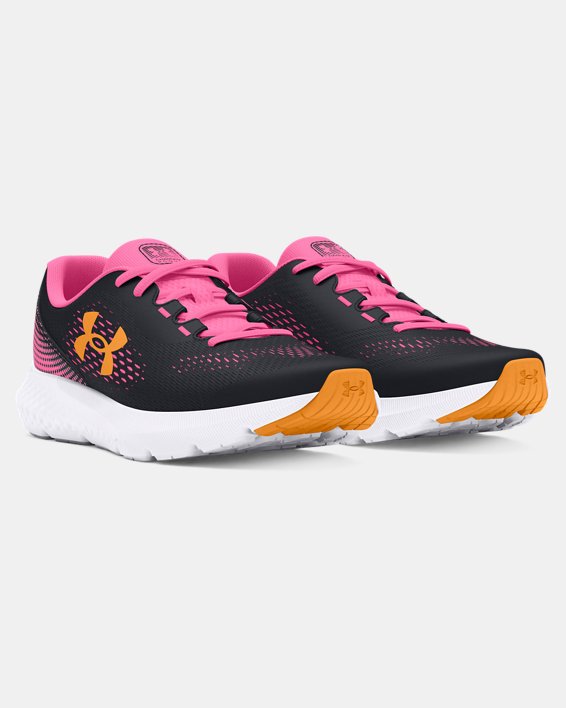 Girls' Grade School UA Rogue 4 Running Shoes in Black image number 3